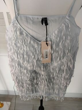 ST. studio Light Gray Fringe V-Neck Camisole